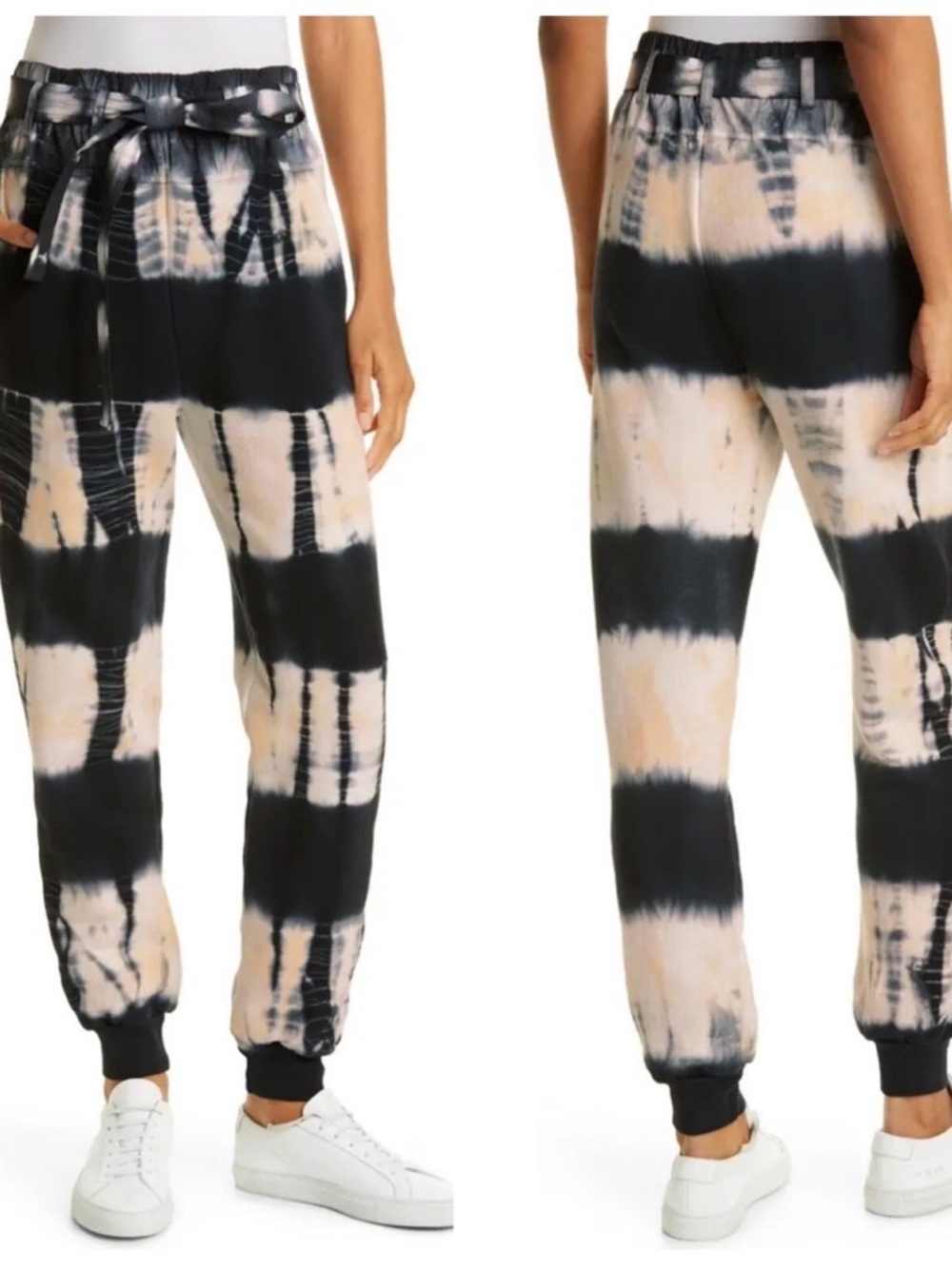 Ulla Johnson Haven Tie Dye Black Peach Orange Jogger Sweatpants Small AS-IS